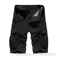 Alangbudu Men's Cargo Midi Short Twill Relaxed Fit Multi-Pocket Outdoor Athletic Durable Big &Tall Jammer Hiker Sportwear Black B07NJWTMMV
